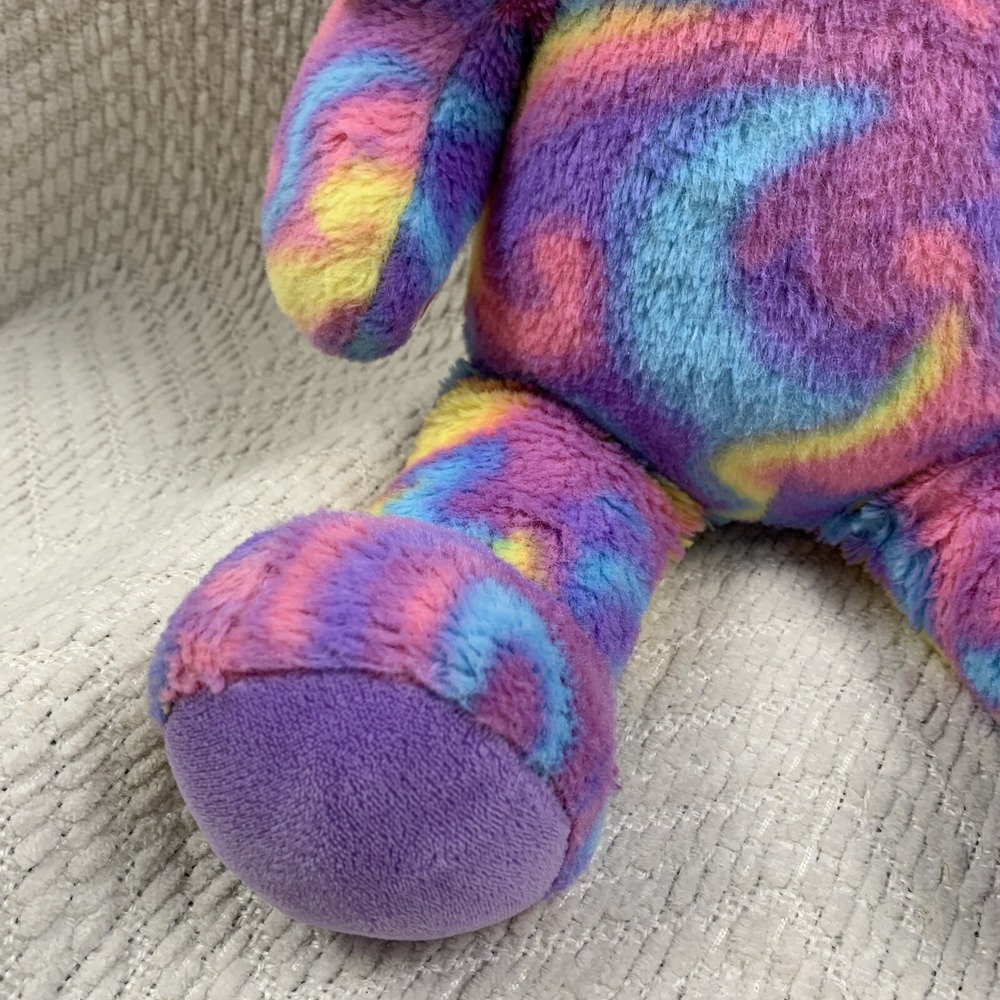 Build a Bear Bunny Rabbit Plush Stuffed Animal Rainbow Tie Dye Colorful‎ Pastel - Picture 8 of 14